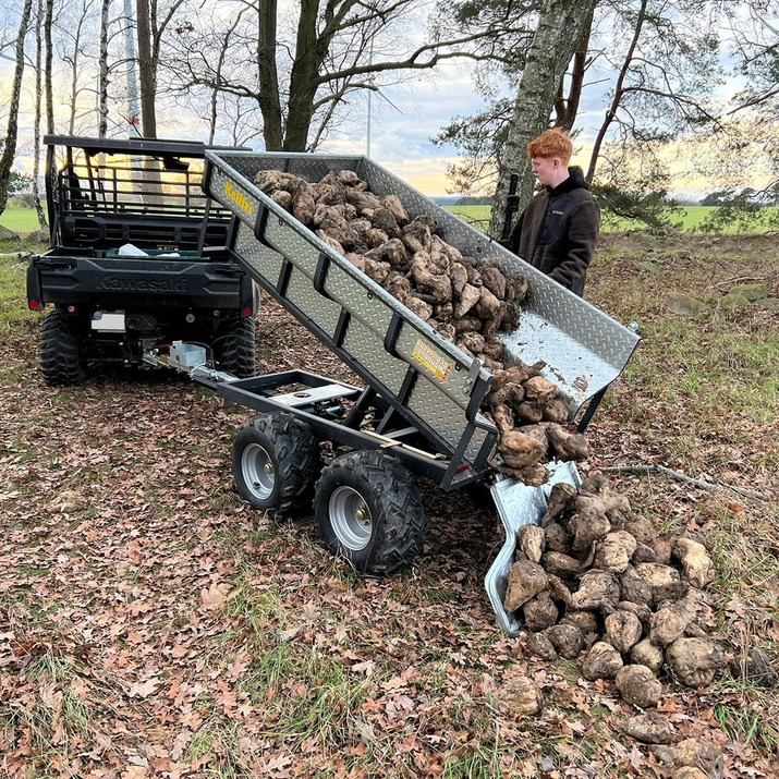 Przyczepa ATV 1420 kg z zasilanym elektrycznie wywrotem hydraulicznym