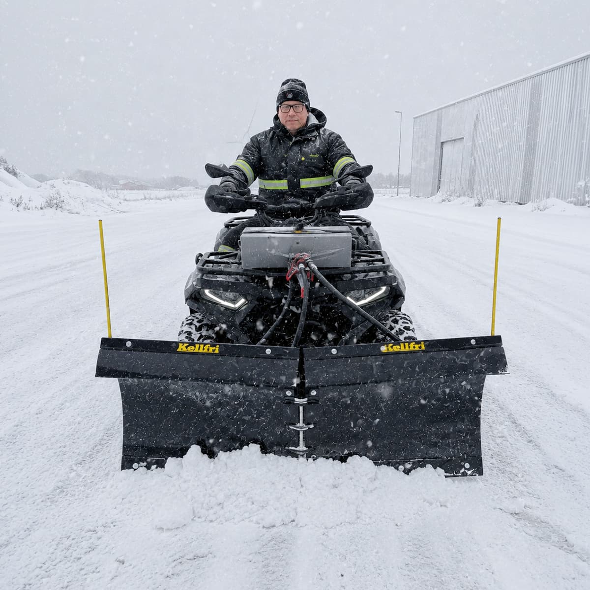 Pług śnieżny V 150 cm do ATV z agregatem hydraulicznym i siłownikiem