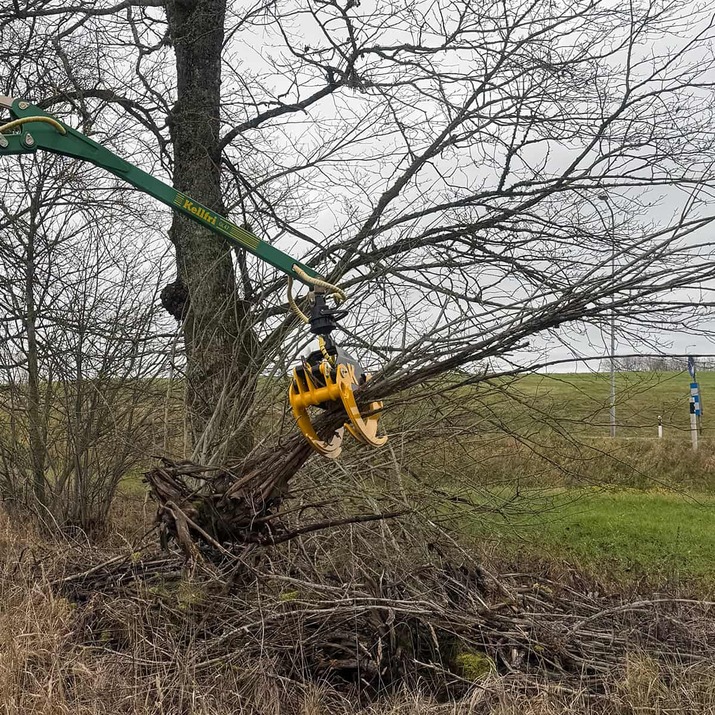 Chwytak do gałęzi z wężem hydraulicznym i śrubą