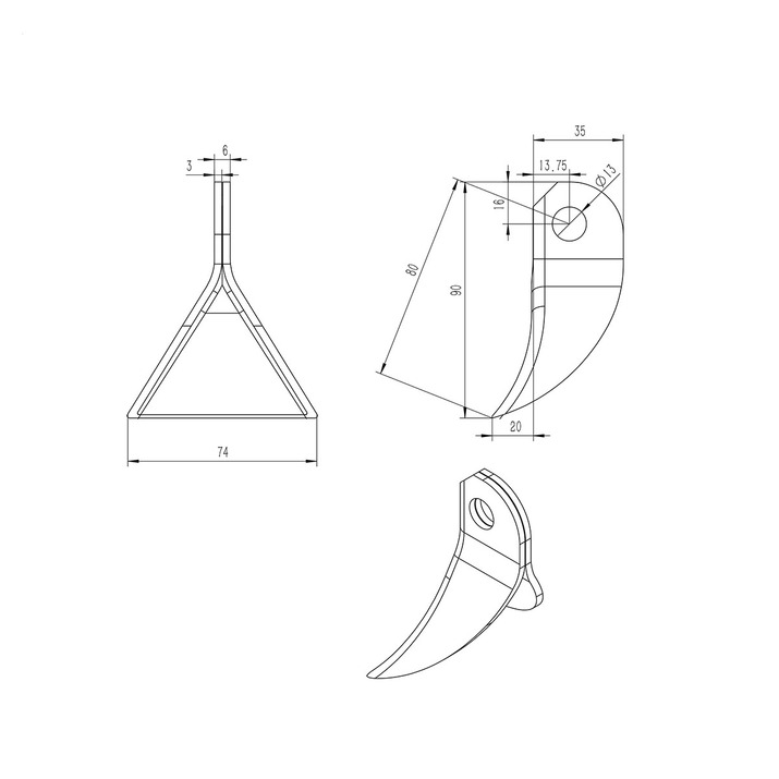 Bijak młotkowy do kosiarki ATV 72 mm/143 g 