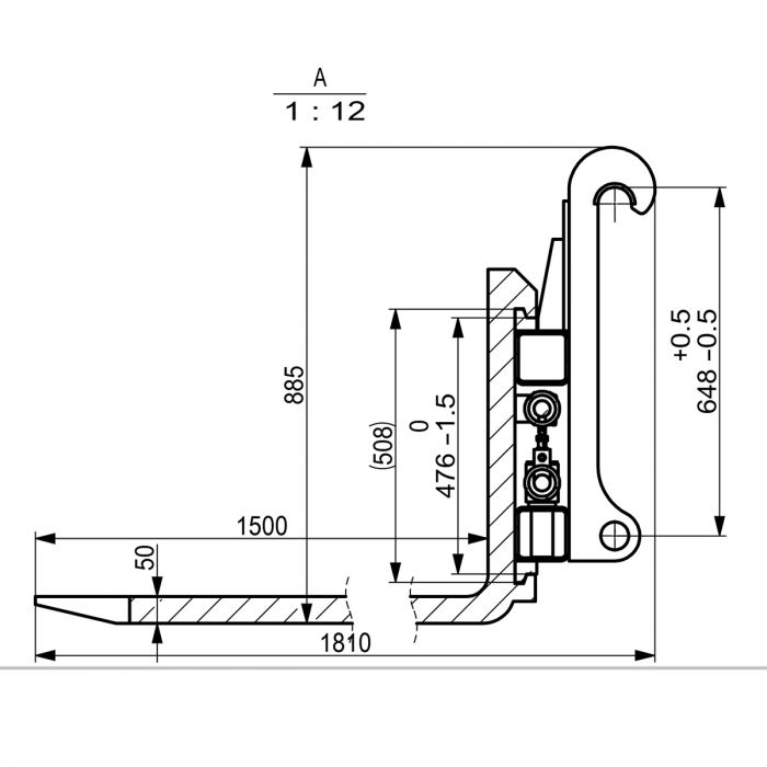 Podnośnik widłowy o udźwigu 5,0 ton, hydrauliczny, duże mocowanie BM